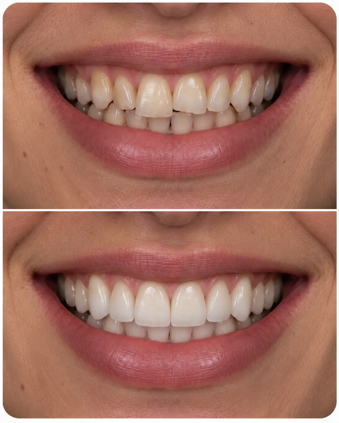 Caso real com imagens de antes e depois de um sorriso